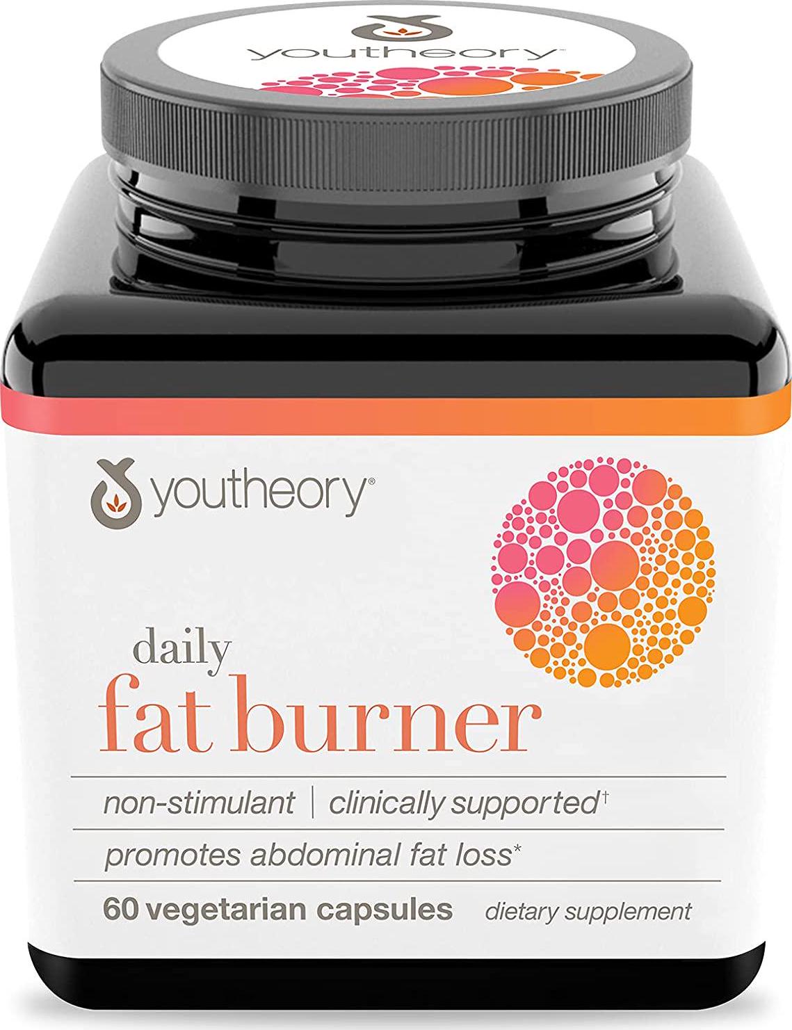 Youtheory Daily Fat Burner Vegetarian Capsules, Healthy Weight Management, 60 ct