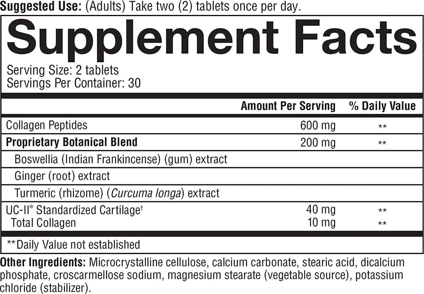 Youtheory Joint Complex with UC-II, 60 Count (1 Bottle)