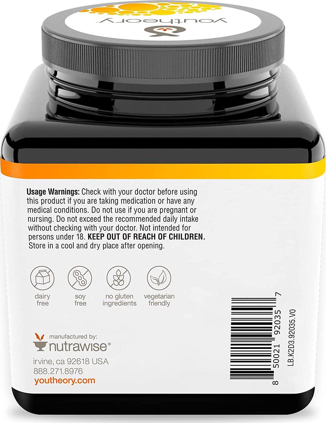 Youtheory K2D3 Daily Vitamins, Vegetarian Capsules, 60 ct