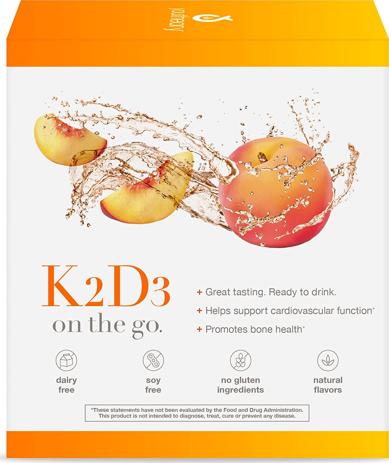 Youtheory K2D3 Liquid Peach Flavor, 12 Single Serving Packets