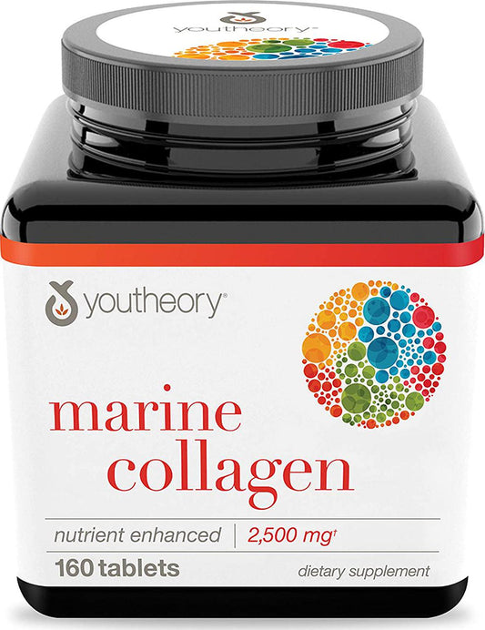 Youtheory Marine Collagen with 18 Amino Acids, 160Count (1 Bottle)