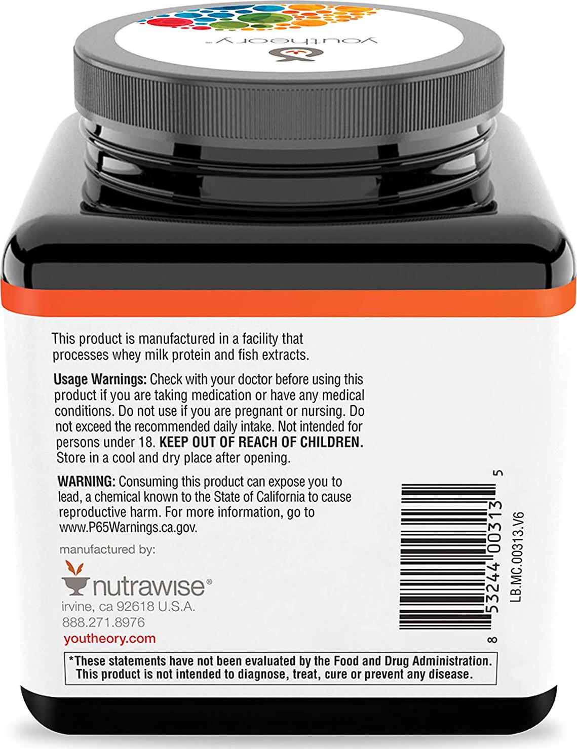 Youtheory Marine Collagen with 18 Amino Acids, 160Count (1 Bottle)