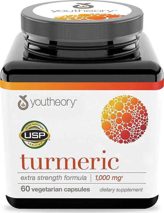 Youtheory Turmeric Extra Strength with Black Pepper (BioPerine) 60 Count (1 Bottle)