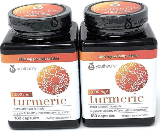 Youtheory Turmeric Extra Strength Formula Capsules 1,000 mg per Daily, 180 Count (Pack of 2) vi&ckA
