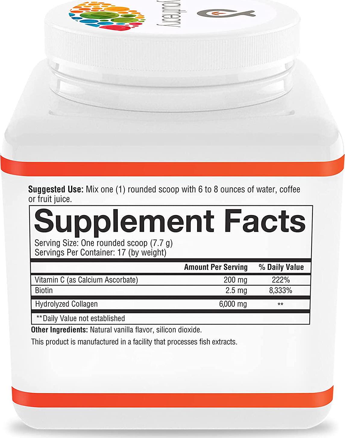 Youtheory Vanilla with Biotin Collagen Powder, 4.7 Oz