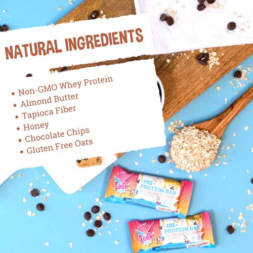ZEEK BAR - Kids Protein Bars - 50% Less Sugar, 8g Protein - All Natural, Non-GMO, Gluten Free - Cosmic Cookie Dough, 12 Count