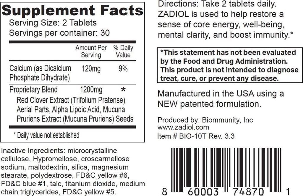 Zadiol – PTSD, Inflammation and Fibromyalgia Supplement with Red Clover (Trifolium pratense) Extract, Mucuna Pruriens (L-Dopa), and Alpha-lipoic Acid (60-Count)