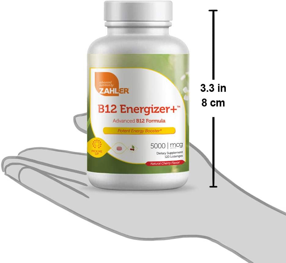 Zahler B12 Energizer, Potent Energy Booster, Vitamin B12 Methylcobalamin, Certified Kosher, 5000 MCG, 120 Natural Cherry Flavor Lozenges