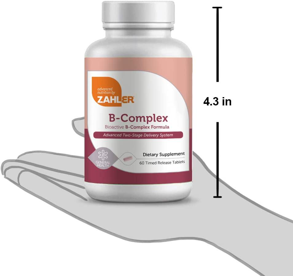 Zahler B Complex, Vitamin B Complex with All 8 Bioactive B Vitamins, Time Release Two Stage Delivery System, Certified Kosher, 60 Tablets