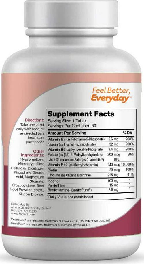 Zahler B Complex, Vitamin B Complex with All 8 Bioactive B Vitamins, Time Release Two Stage Delivery System, Certified Kosher, 60 Tablets