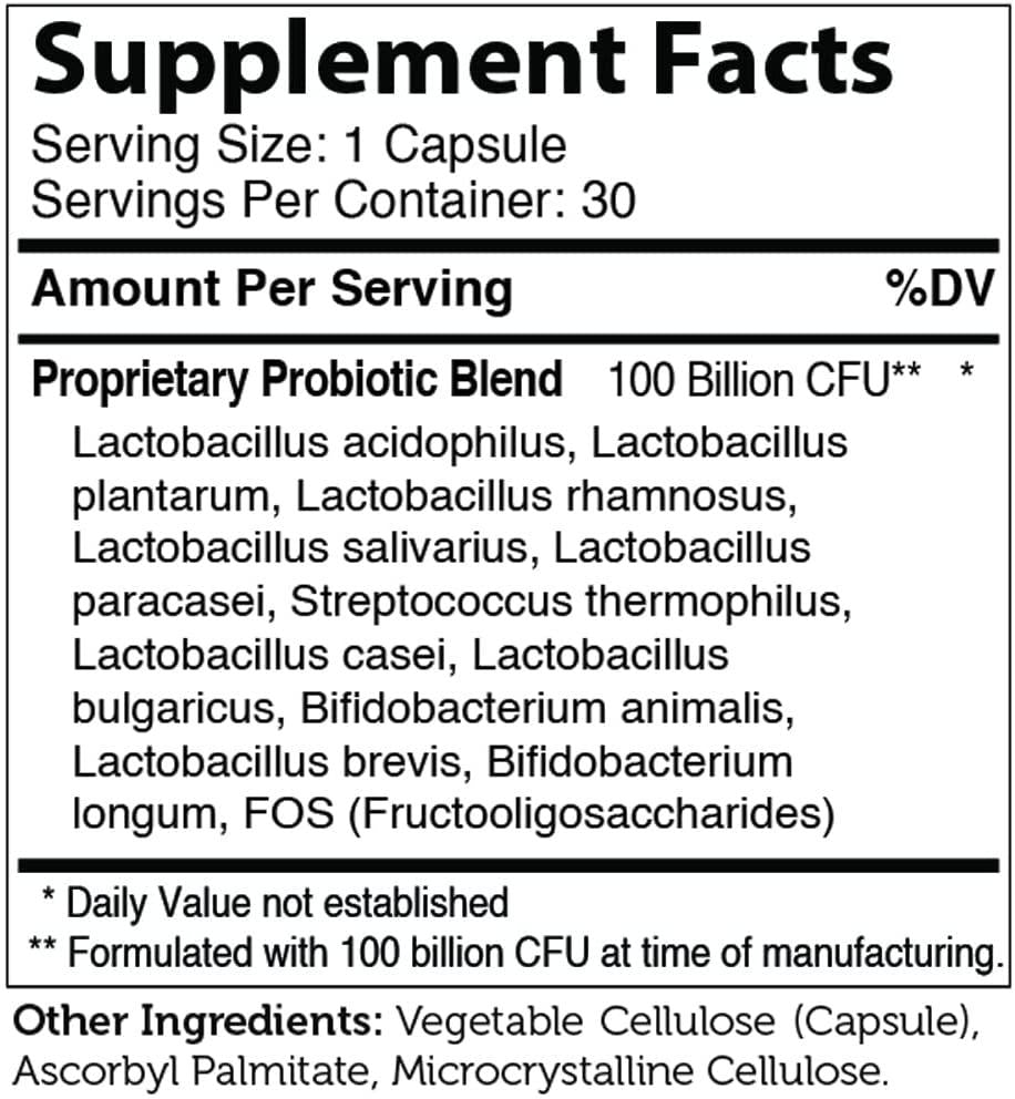 Zahler Biodophilus100, All Natural Probiotic Acidophilus Supplement, Promotes Digestive Health, 100 Billion Live Cultures And Intestinal Flora Per Serving, 30 Capsules