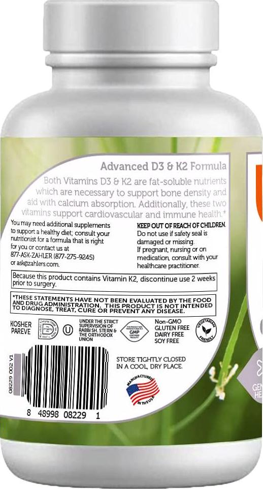 Zahler Chewable Vitamin D3 and K2, Great Tasting Chewable Vitamin D3 with K2 5000IU, Certified Kosher, 90 Chewable Tablets