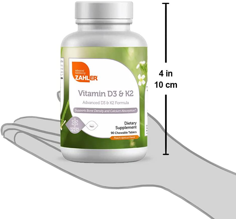 Zahler Chewable Vitamin D3 and K2, Great Tasting Chewable Vitamin D3 with K2 5000IU, Certified Kosher, 90 Chewable Tablets