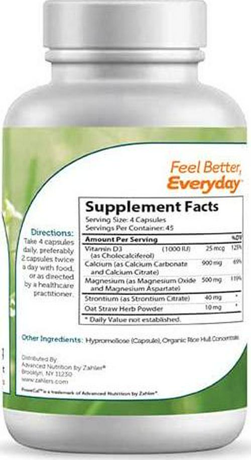 Zahler PowerCal, Calcium Supplement with Vitamin D, Promotes Healthy Bones Teeth and Gums, Certified Kosher, 180 Capsules