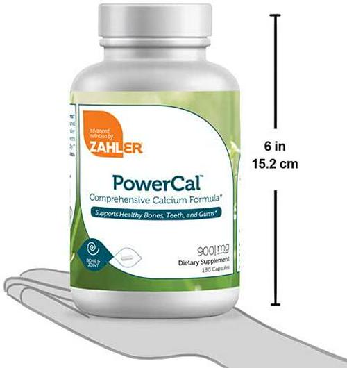 Zahler PowerCal, Calcium Supplement with Vitamin D, Promotes Healthy Bones Teeth and Gums, Certified Kosher, 180 Capsules