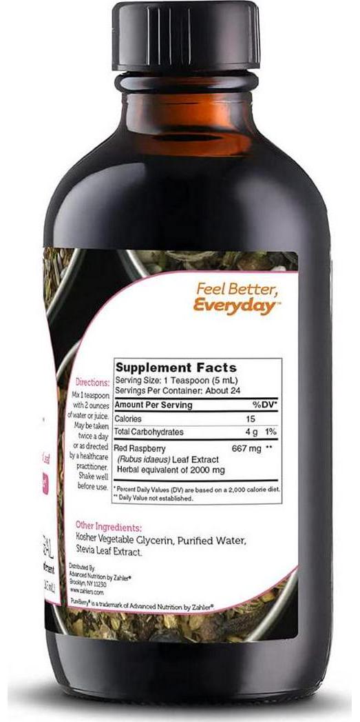 Zahler PureBerry, Liquid RED Raspberry Leaf Supplement which Strengthens Uterine Tissue and Muscles, All Natural Liquid Formula That Promotes Uterine Health, Certified Kosher, 4oz