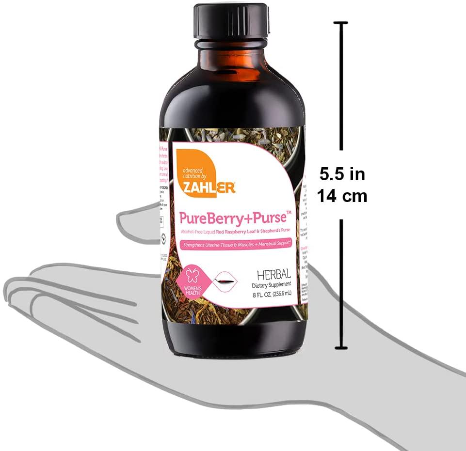 Zahler PureBerry+Purse, Liquid Raspberry Leaf and Sheperd's Purse, Strengthens Uterine Tissue, Certified Kosher, 8OZ