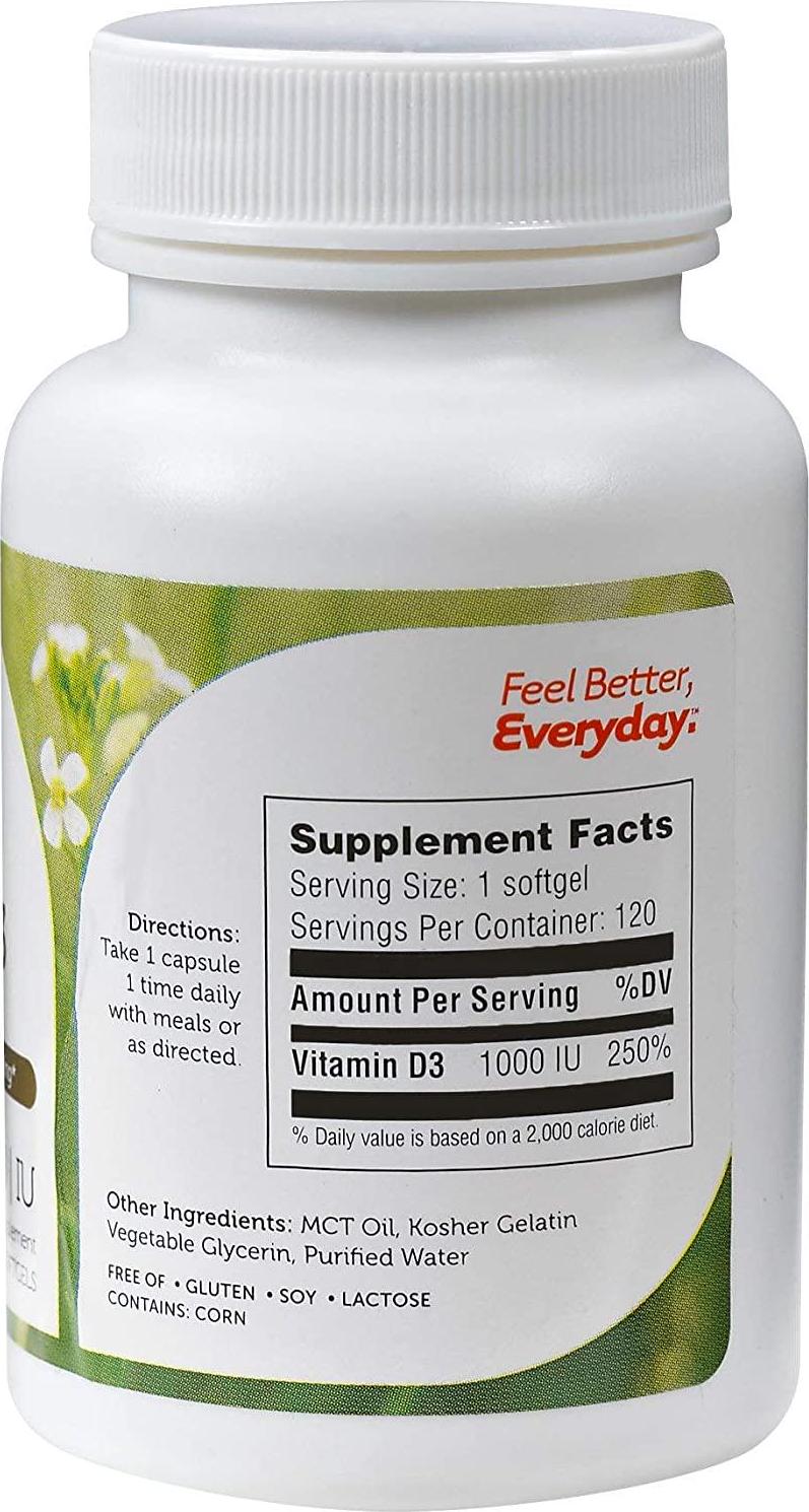 Zahler Vitamin D3 (Cholecalciferol) 1000Iu, An All-Natural Supplement Supporting Bone Muscle Teeth And Immune System,120 Softgels