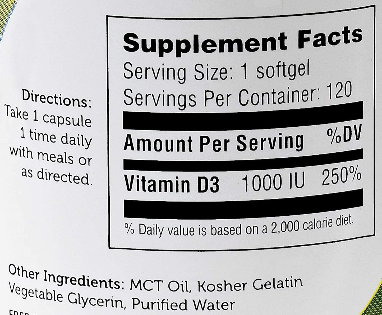 Zahler Vitamin D3 (Cholecalciferol) 1000Iu, An All-Natural Supplement Supporting Bone Muscle Teeth And Immune System,120 Softgels