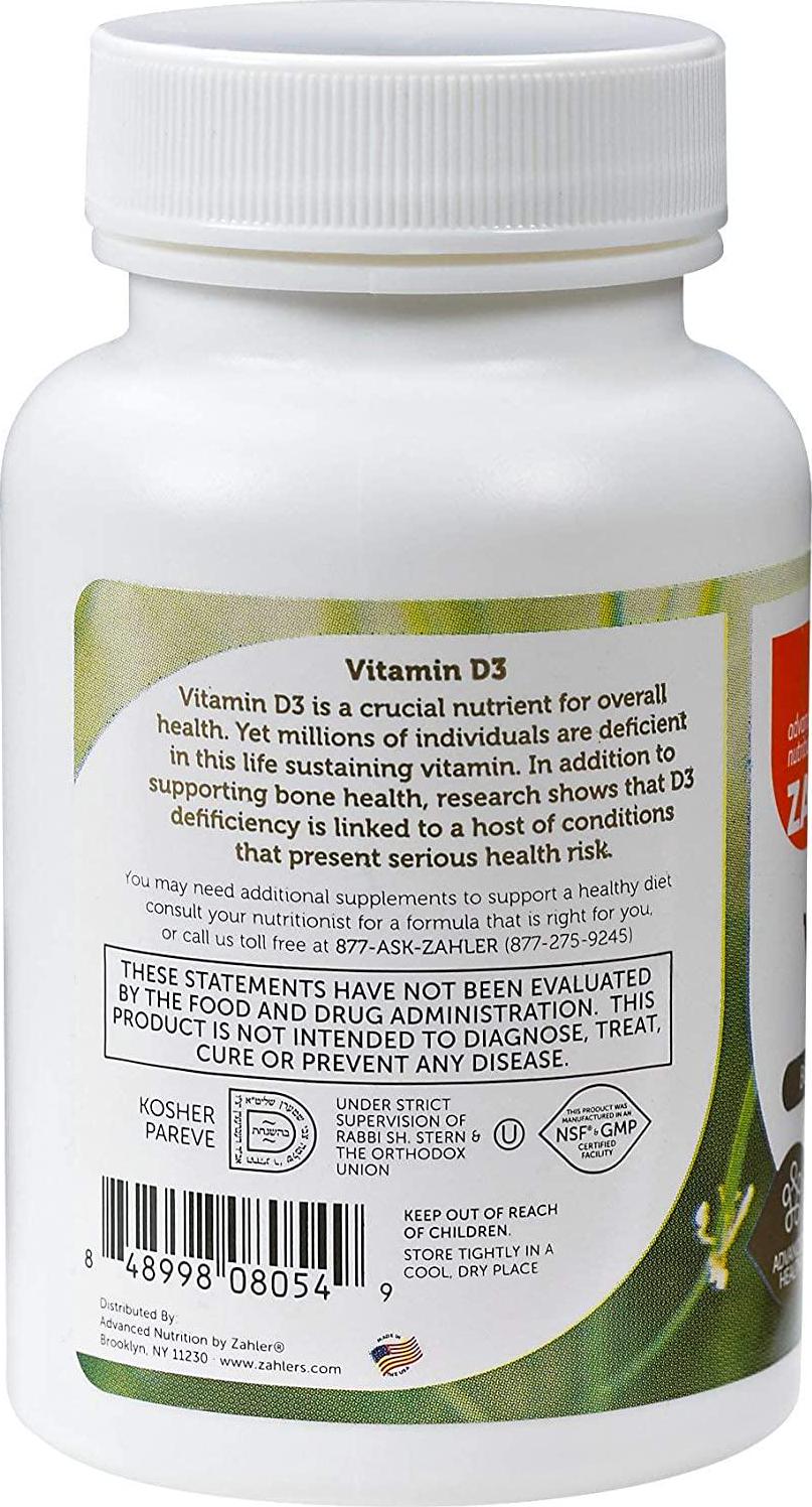 Zahler Vitamin D3 (Cholecalciferol) 1000Iu, An All-Natural Supplement Supporting Bone Muscle Teeth And Immune System,120 Softgels