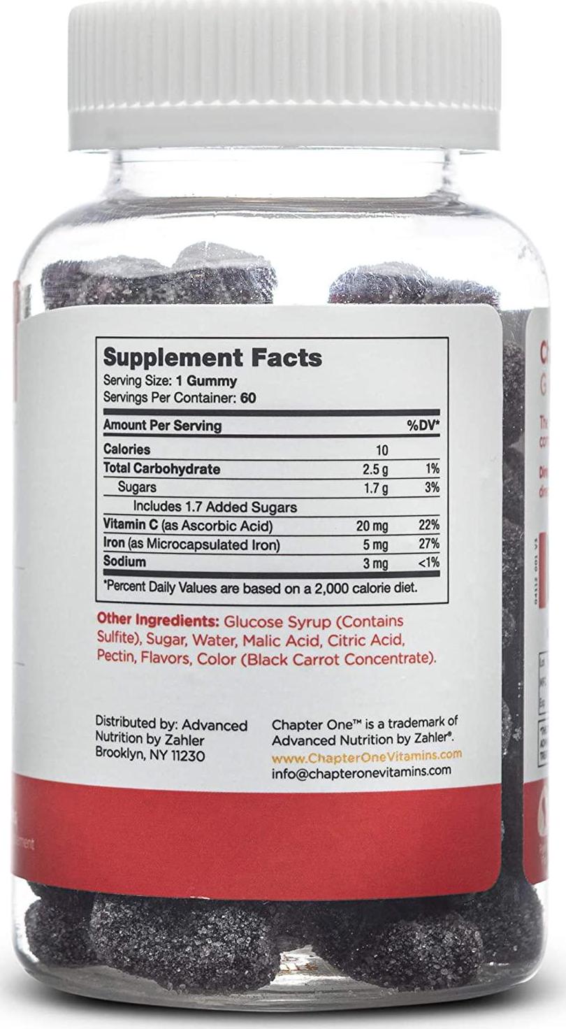 Zahler Zahlers Iron Complex, Complete Blood Building Iron Supplement, Easy on The Stomach Iron Pills with Vitamin C, Kosher Certified Iron Vitamins (60 Flavored Gummies)