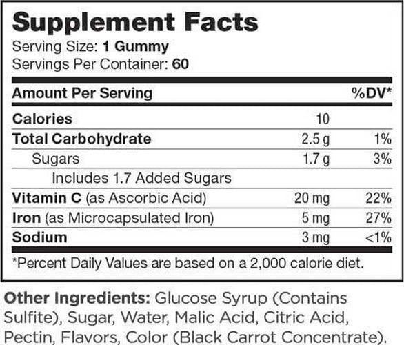 Zahler Zahlers Iron Complex, Complete Blood Building Iron Supplement, Easy on The Stomach Iron Pills with Vitamin C, Kosher Certified Iron Vitamins (60 Flavored Gummies)