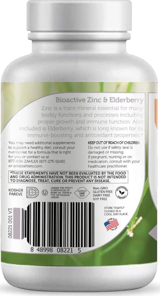 Zahler Zinc Lozenges with Elderberry, 25mg Chewable Zinc Tablets, Immune Support Antioxidant Supplement, Great Tasting Zinc Lozenge for Kids and Adults, Certified Kosher, 90 Lozenges