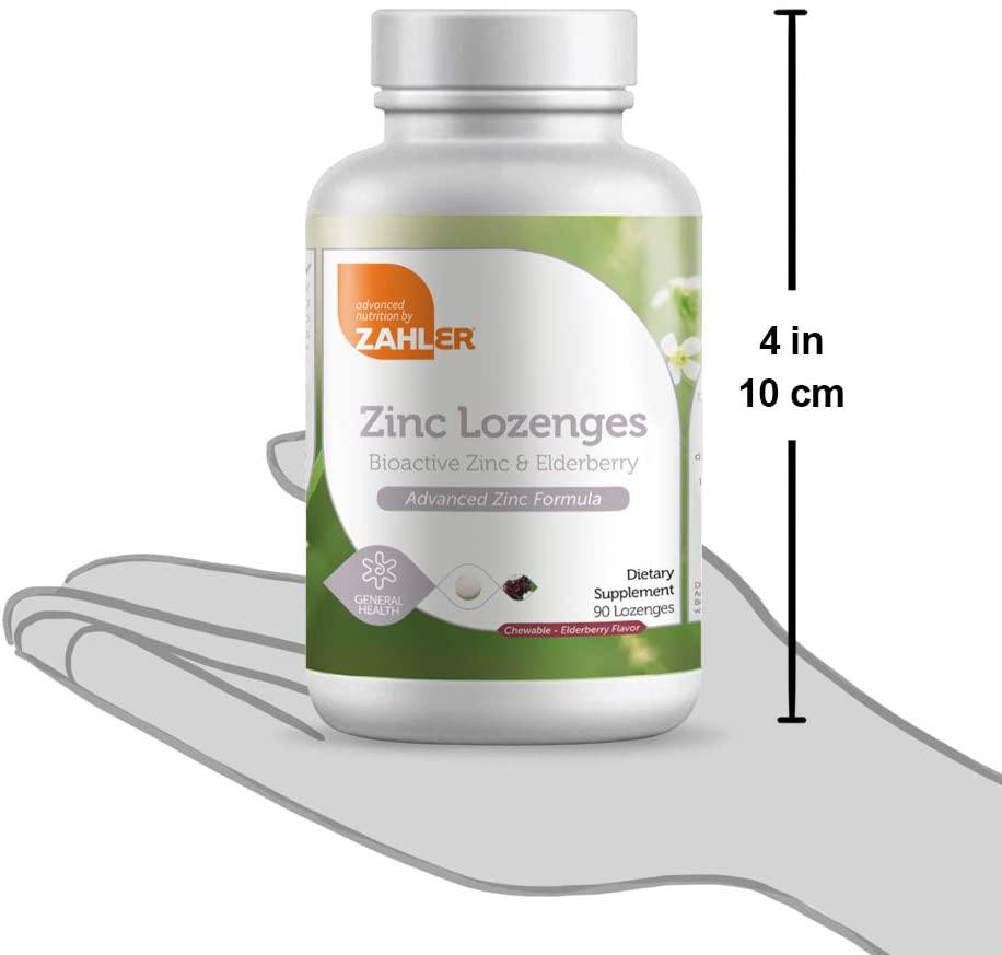 Zahler Zinc Lozenges with Elderberry, 25mg Chewable Zinc Tablets, Immune Support Antioxidant Supplement, Great Tasting Zinc Lozenge for Kids and Adults, Certified Kosher, 90 Lozenges