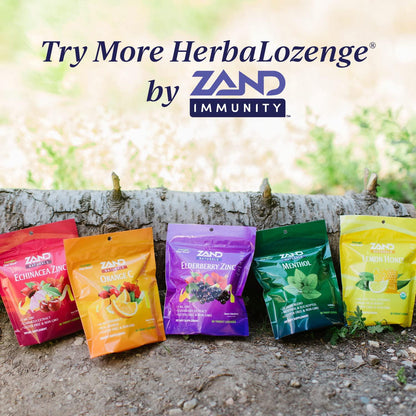 Zand Immunity Organic Lemon Honey HerbaLozenge | Immune Support Throat Drops w/Vitamin C and Zinc (12 Bags, 18 Lozenges)