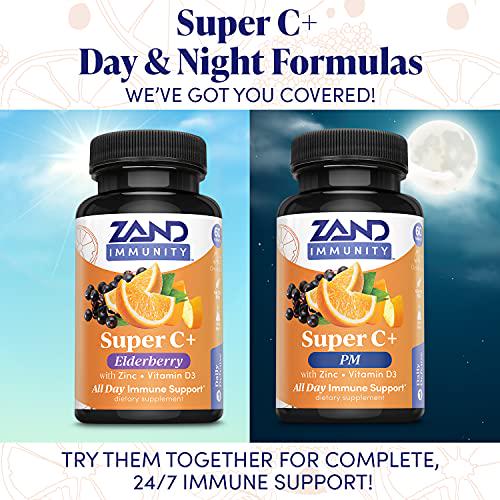 Zand Immunity Super C+ with Elderberry, All Day Immune Support, 1000mg PureWay-C Vitamin C Plus Zinc and Vitamin D-3, Enhanced Absorption, 60 Tablets, 30 Servings