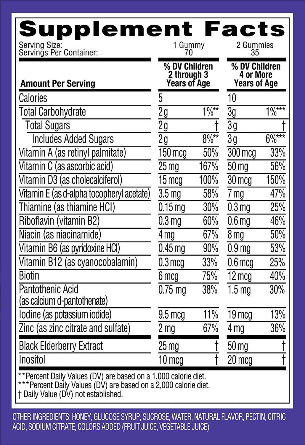 Zarbee's Naturals Children's Complete Multivitamin + Immune Gummies with our Total B Complex and Essential Vitamins, Sweetened with Honey, Natural Mixed Berry Flavors, 70 Gummies