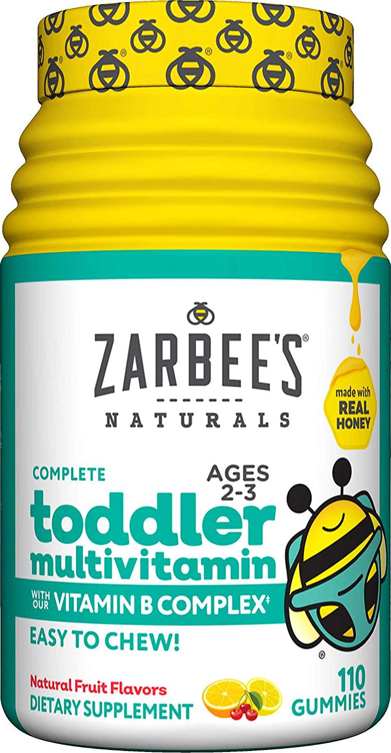 Zarbee's Naturals Complete Toddler Multivitamin With Our total b Complex Gummies, Natural Fruit Flavors, for Children Ages 2-4, 110 Gummies (1 Bottle) With Essential Vitamins