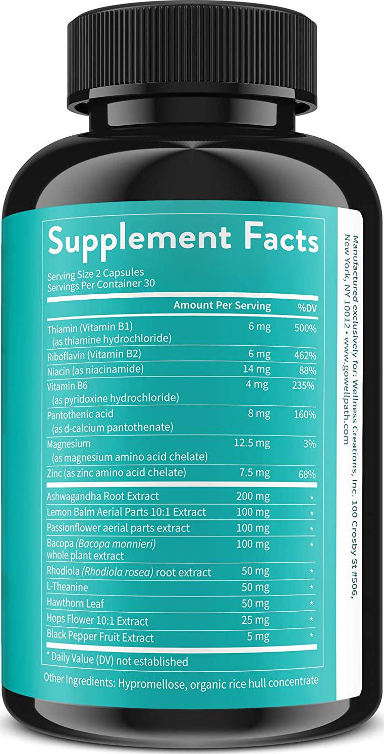 Zen Anxiety and Stress Relief Supplement - Natural Herbal Formula Supporting Calm, Positive Mood with Ashwagandha, L-Theanine, Rhodiola Rosea - 60 Vegetarian Capsules