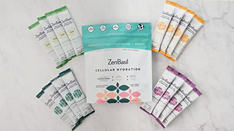 Zen Basil Cellular Hydration- Superfood Hydration Powder Packets | Electrolyte Drink Mix | Paleo 16 Single-Serving Sticks | No Sugar, No Artificial Flavors, Kosher, Keto, Non-GMO, Vegan | Lectin-Free