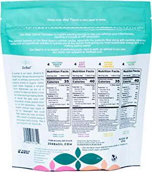 Zen Basil Cellular Hydration- Superfood Hydration Powder Packets | Electrolyte Drink Mix | Paleo 16 Single-Serving Sticks | No Sugar, No Artificial Flavors, Kosher, Keto, Non-GMO, Vegan | Lectin-Free