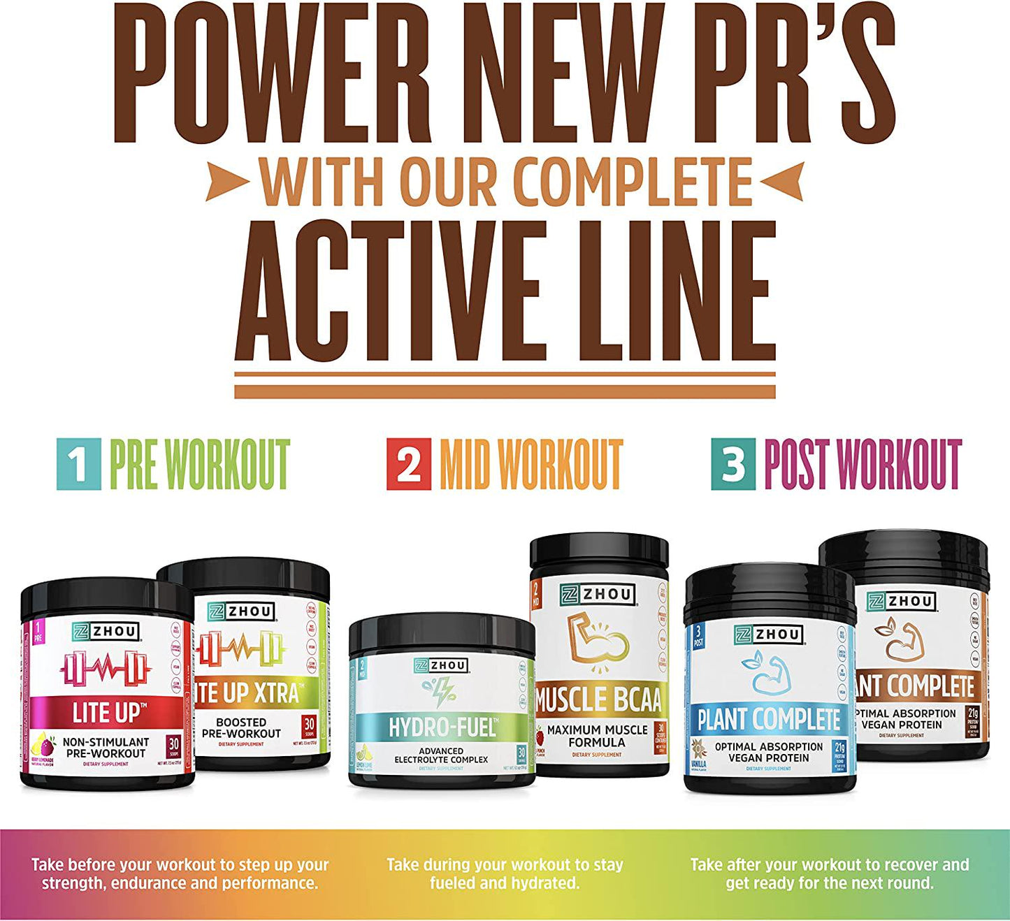 Zhou Nutrition Plant Complete Vegan Protein Powder, Easy to Digest, Non Dairy, No Sugar Added, Gluten Free, Chocolate, 16 Servings