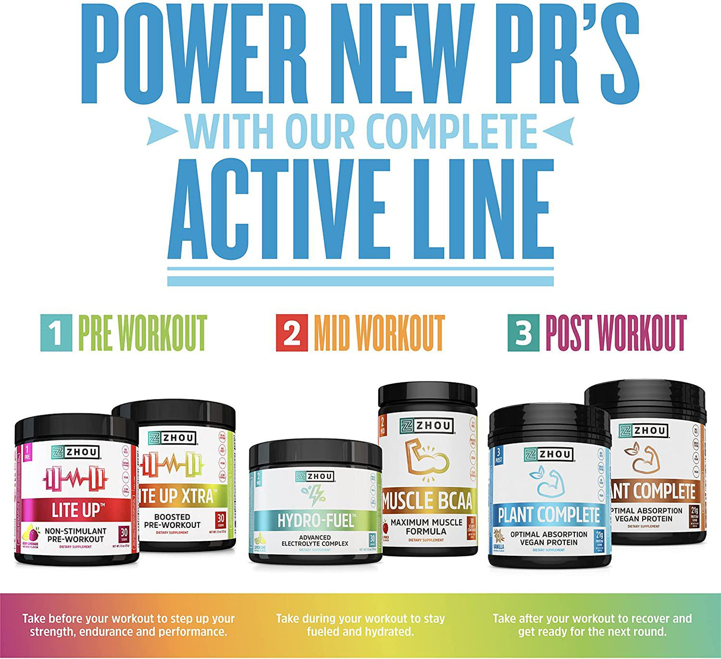 Zhou Nutrition Plant Complete Vegan Protein Powder, Easy to Digest, Non Dairy, No Sugar Added, Gluten Free, Vanilla, 16 Servings