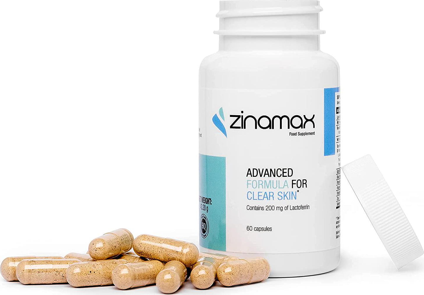 Zinamax Advanced Formula with Lactoferrin for Clear Skin, 60 Capsules