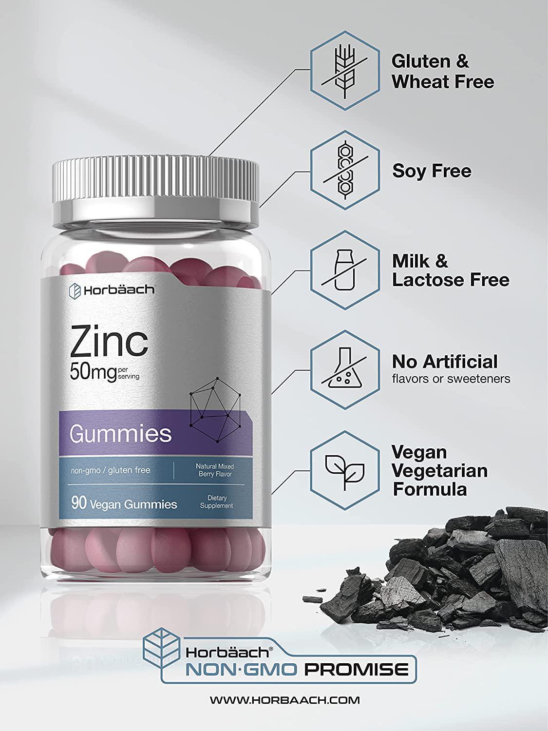 Zinc 50mg Gummies | 90 Count | Vegan, Non-GMO and Gluten Free Formula | Zinc Citrate Dietary Supplement | by Carlyle