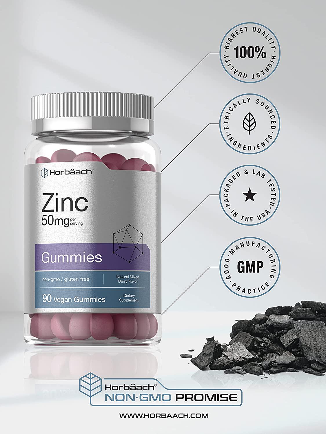 Zinc 50mg Gummies | 90 Count | Vegan, Non-GMO and Gluten Free Formula | Zinc Citrate Dietary Supplement | by Carlyle