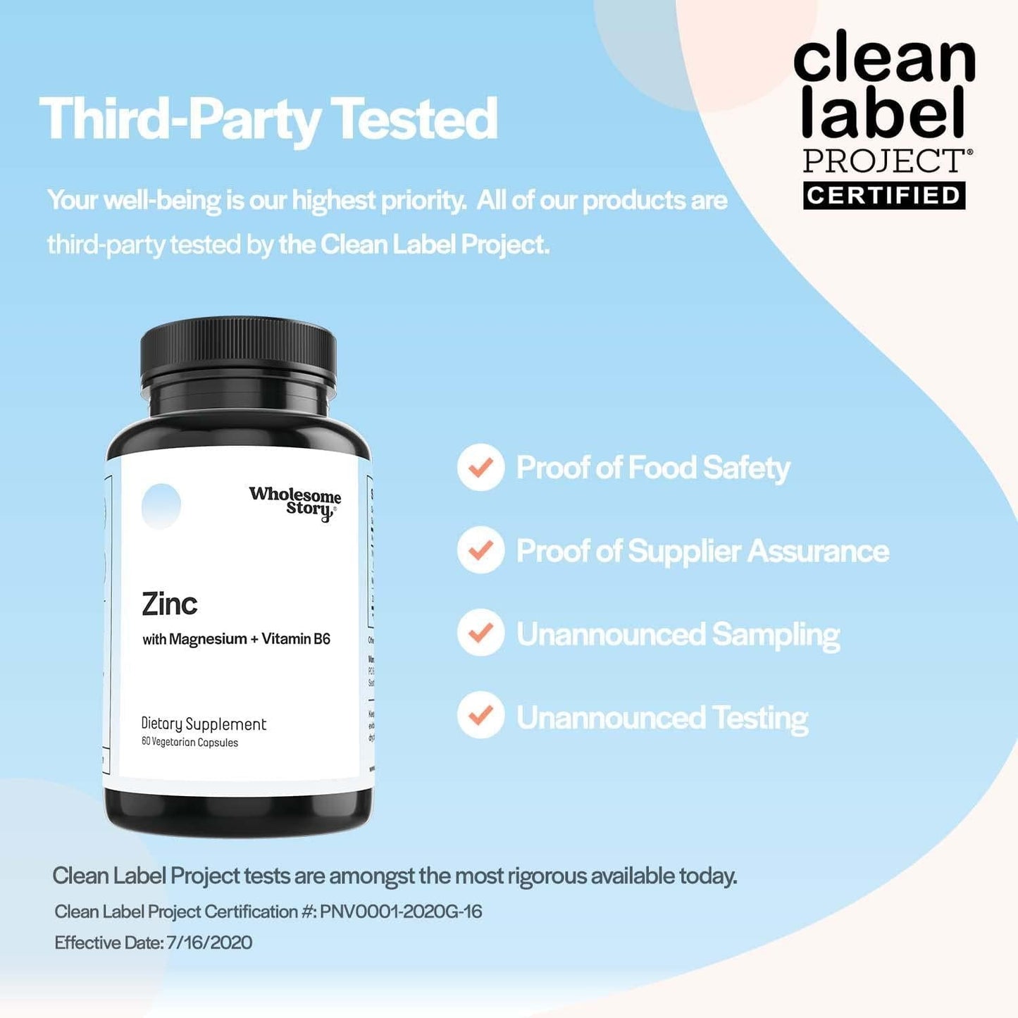 Zinc Picolinate + Magnesium Glycinate + Vitamin B6 by Wholesome Story | 60 Vegetarian Capsules | 30-Day Supply | Support for Immune System, Brain Function, Reproductive Health, Hormonal Balance, PCOS