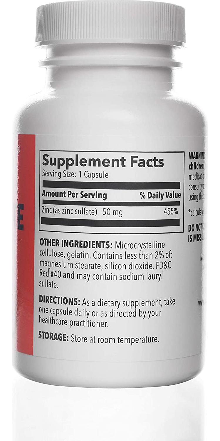 Zinc Sulfate 220 mg 100 Count Capsules | Dietary Supplement
