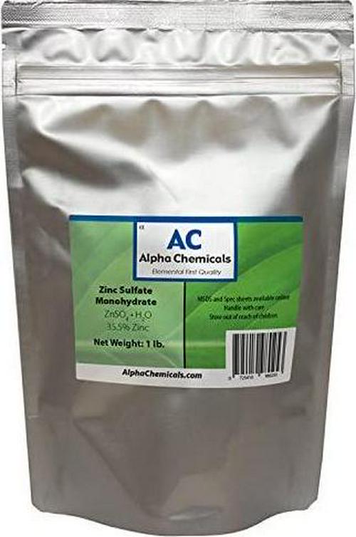 Zinc Sulfate Monohydrate - 35.5% Zn - 99% Pure - 1 Pound