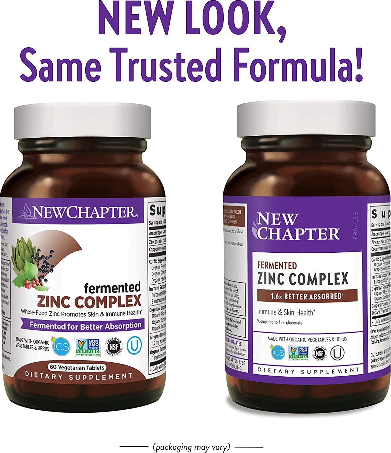 Zinc Supplement – New Chapter Zinc Food Complex for Immune Support + Skin Health + Non-GMO Ingredients – 30 ct Vegetarian Capsules