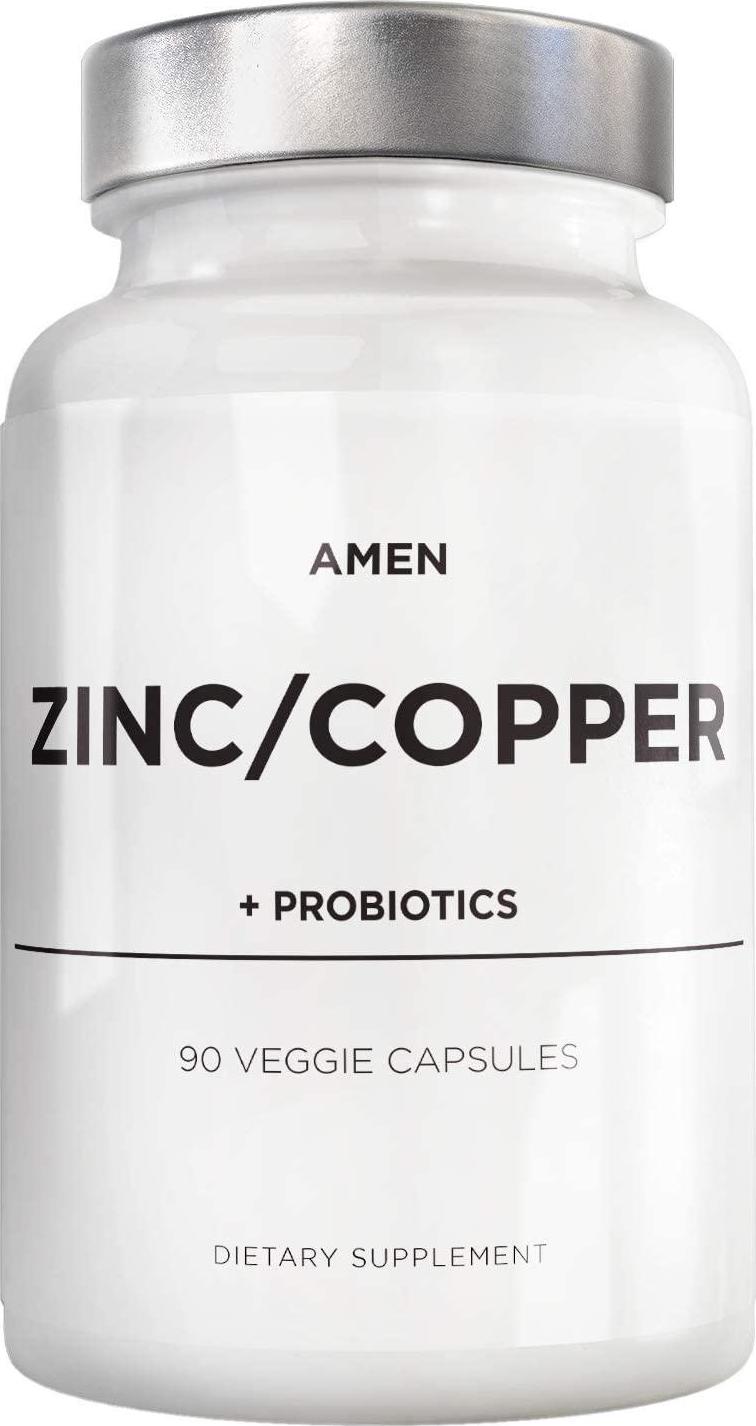 Zinc and Copper Supplement + Probiotics – 3 Months Supply – One Per Day - 50 mg Zinc Picolinate Vitamin Pills - Essential Minerals Supplements – 2 Billion CFUs Probiotic – Vegan, Non-GMO - 90 Capsules