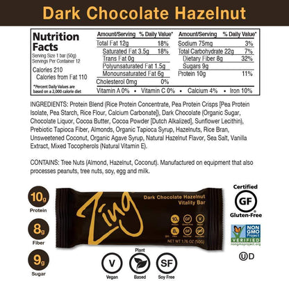 Zing Bars Plant Based Protein Bar | Variety Pack, 12 Count | Best Sellers - Top Flavors | High Protein and Fiber | Vegan, Gluten Free, Non GMO | Created by Professional Nutritionists