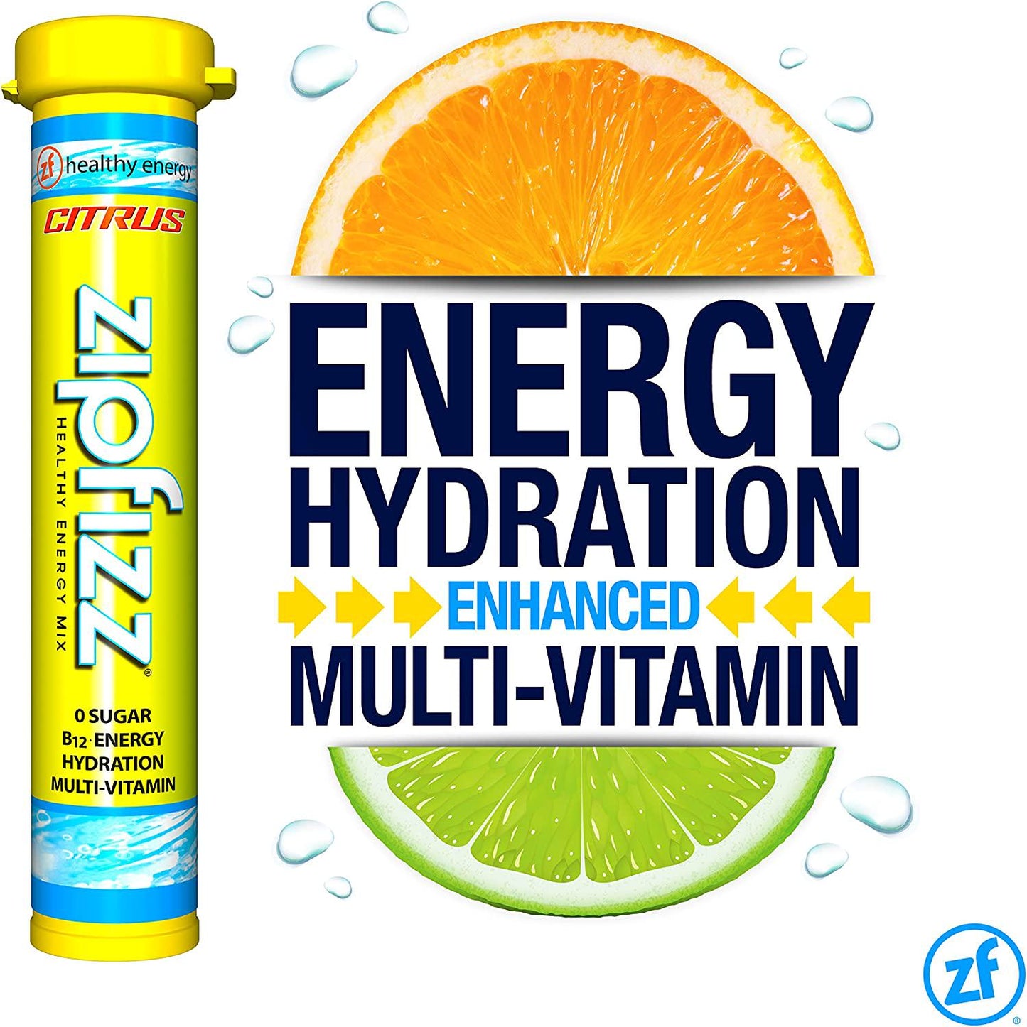 Zipfizz Healthy Energy Drink Mix, Hydration with B12 and Multi Vitamins, Citrus, Orange, 0.38 Oz, 20 Count