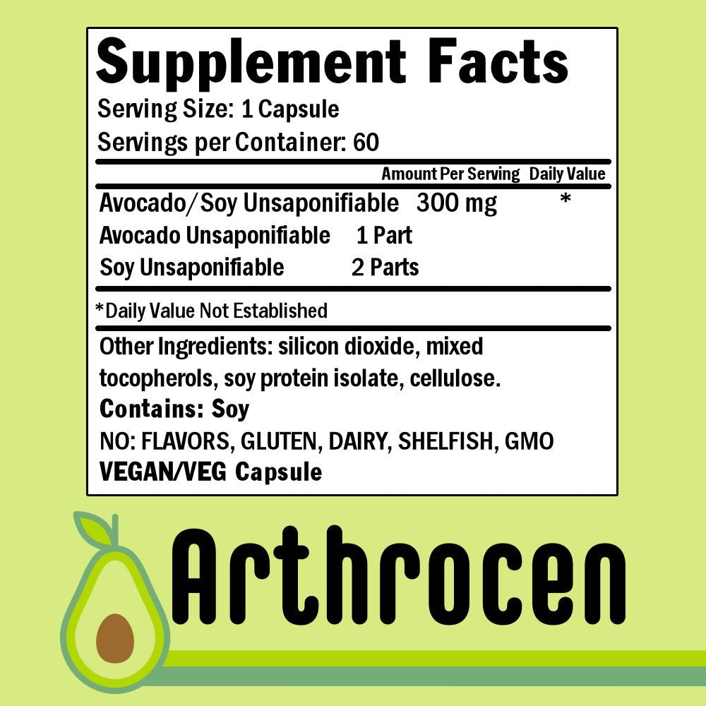 Arthrocen Joint Health Supplement, 300Mg Avocado Soy Unsaponifiable, 60 Day Supply, One Capsule per Day (6 Months)