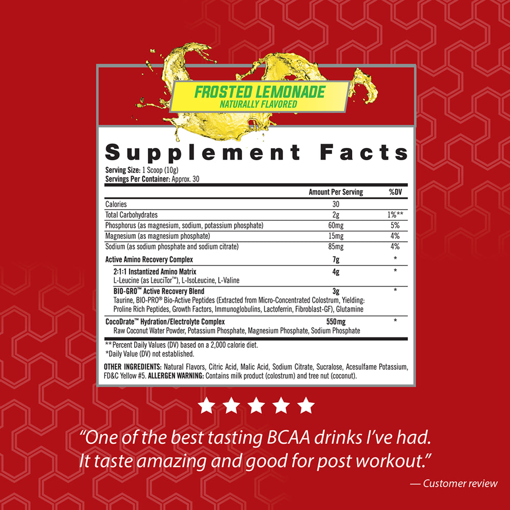 Isatori - Amino-Gro Muscle Building Amino Acid Formula Frosted Lemonade - 9.52 Oz.