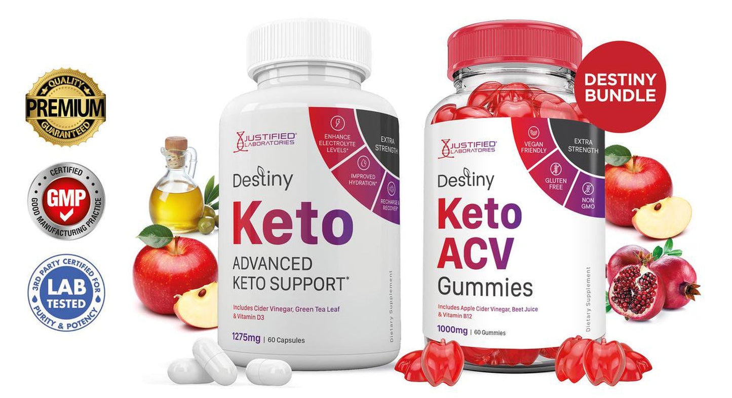 Destiny Keto ACV Gummies 1000Mg & Keto ACV Pills 1275MG Bundle